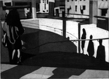 Shadows Edge, black and white urban landscape